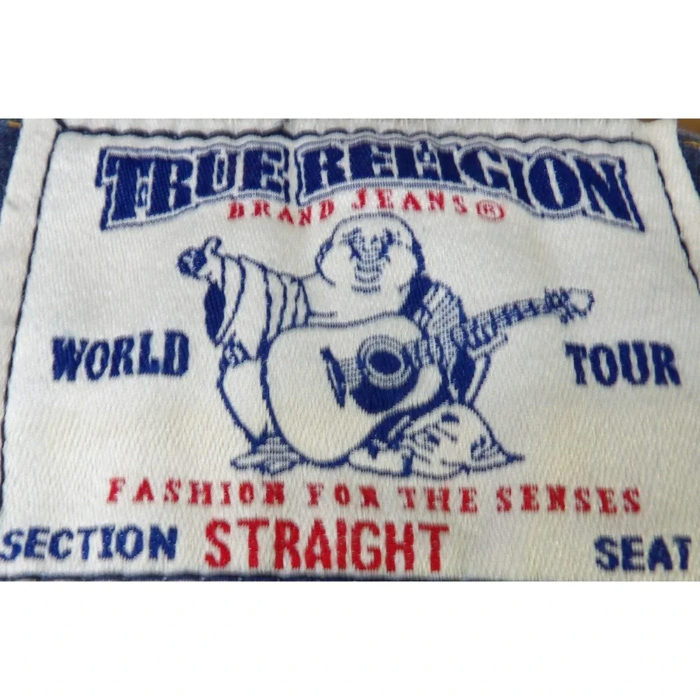 VTG Y2K True Religion World Tour Men 42 Section Straight USA Flap Pocket Jeans